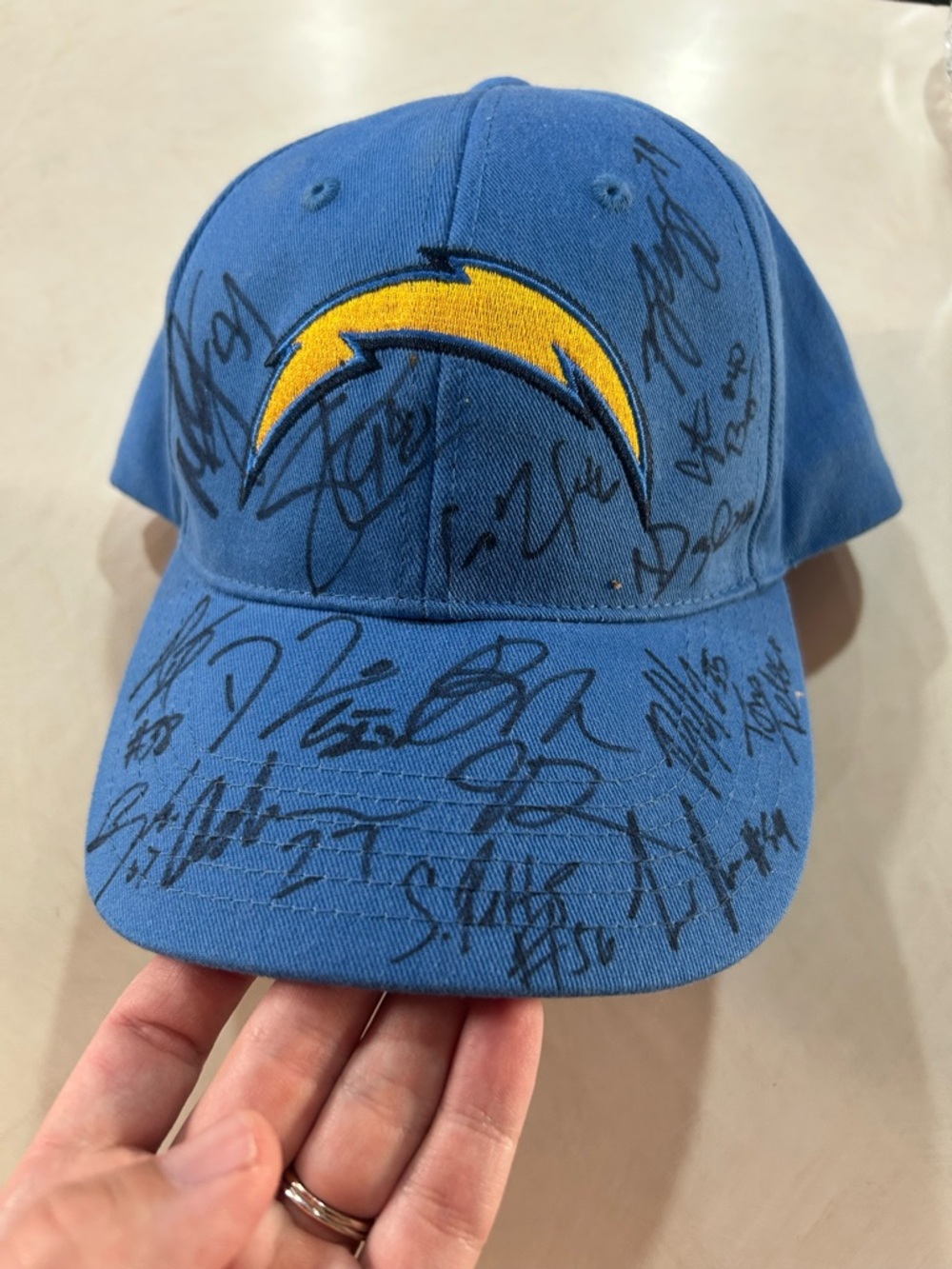 San Diego Chargers Blue Lightning Logo Autographed Cap